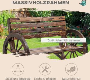 Outsunny Designová zahradní lavice pro 2 osoby, dřevo masiv, tmavě hnědá, 105,5 x 56 x 79 cm