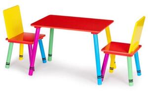 ECOTOYS Dětský dřevěný stolek Color + 2 židle