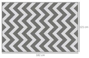 Outsunny Venkovní voděodolný koberec, oboustranný design, vysoce kvalitní syntetické vlákno, světle šedo-bílý, 121 x 182 cm