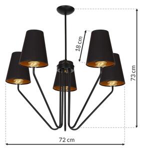 Lustr na tyči VICTORIA 5xE27/60W/230V černá