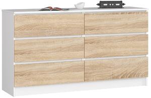 Ak furniture Komoda Rollo K 140 cm bílá/dub sonoma