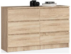 Ak furniture Komoda Kuba 120 cm 6 šuplíků dub sonoma