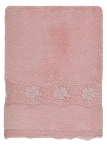 Osuška STELLA s krajkou 85x150cm Růžová Rose, 580 gr / m², Česaná prémiová bavlna 100%