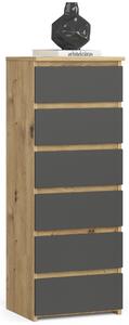 Ak furniture Komoda CL6 40 cm dub artisan/grafitově šedá