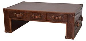 ART-STYLE Konferenční stolek kožený, 5x šuple, vintage hnědá kůže