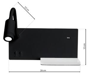 LED Nástěnné svítidlo SHELF LED/4W+LED/5W+LED/2W/230V černá