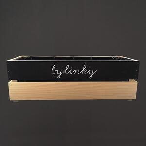 AMADEA Dřevěný truhlík s tabulkou pro psaní křídou, uvnitř s černou fólií, 52x21,5x17cm, český výrobek