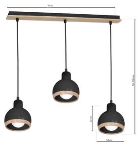 Lustr na lanku OVAL 3xE27/60W/230V černá