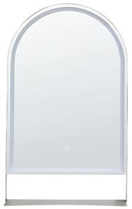 LED koupelnové zrcadlo VALOUZE 61 cm 100 cm s poličkou Stříbrná