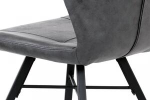 Autronic Jídelní židle HC-442 GREY3, šedá látka vintage/černý kov