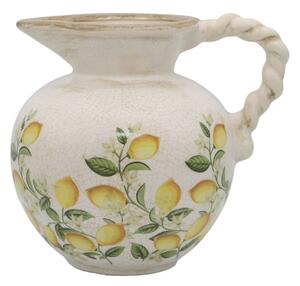 Béžový antik keramický džbán s citróny Limone Blossom - 20,5*18,5 cm - Chic Antique