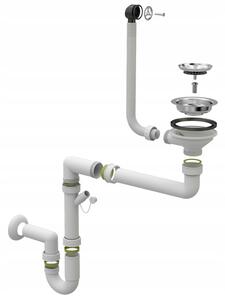 Sink Quality Ferrum New 5055, 1-komorový granitový dřez 560x500x210 mm + chromový sifon, černá, SKQ-FER.5055.BK.X