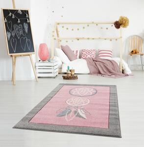 Dětský koberec Happy Rugs TRAUMFÄNGER růžový / stříbrno-šedý