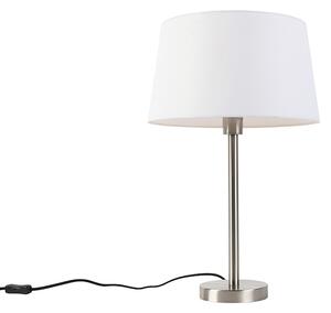 Moderní stolní lampa z oceli s bílým odstínem 32 cm - Simplo