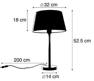 Klasická stolní lampa černá s černým odstínem 32 cm - Simplo