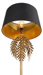 Vintage stojací lampa zlatá s bavlněným odstínem černá - Botanica
