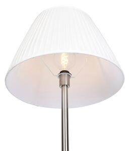 Moderní stojací lampa z oceli s bílým skládaným stínidlem 45 cm - Simplo