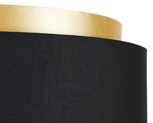 Moderní stojací lampa černá s odstínem černé se zlatem - Simplo