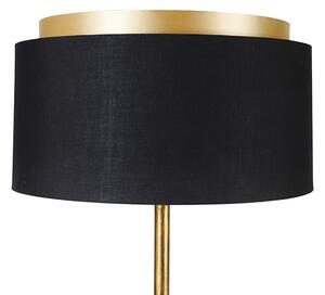Moderní stojací lampa zlatá s odstínem černé se zlatem - Simplo