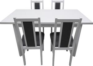 Nábytkáři ORFA MILENIUM 1 - jídelní set stůl+4 židle (Max 5P+Boss 14 ) bílá (borovice andersen)/látka č.8 tm.šedá - kolekce 