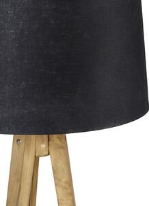 Venkovský stativ vintage dřevo s odstínem černého lnu 45 cm - Tripod Classic