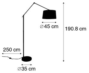 Moderní stojací lampa ocelové lněné stínidlo černé 45 cm - Editor