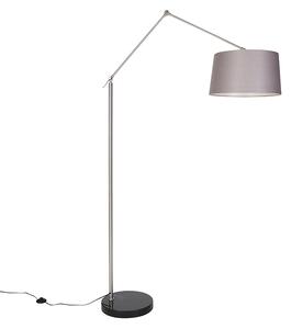 Moderní stojací lampa ocelové lněné stínidlo tmavě šedá 45 cm - Redakce