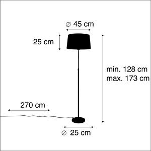 Stojací lampa černá s tmavě šedým plátěným odstínem 45 cm - Parte