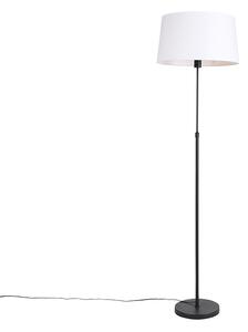 Stojací lampa černá s bílým plátěným stínidlem nastavitelným 45 cm - Parte