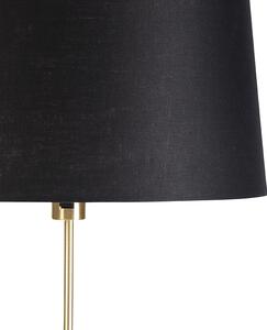 Stojací lampa zlatá / mosazná s černým plátěným odstínem 45 cm - Parte