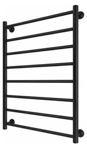 Koupelnový žebříkový radiátor INOX FLAT 163W/230V 77x53 cm nerez/černá