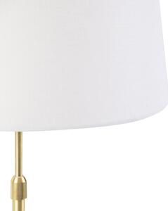 Stolní lampa zlatá / mosaz s plátěným odstínem bílá 35 cm - Parte