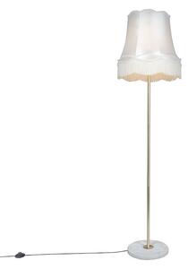 Retro stojací lampa mosaz s odstínem Granny krémová 45 cm - Kaso