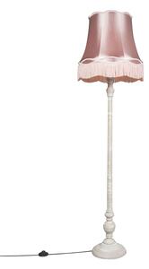 Retro stojací lampa šedá s růžovým odstínem Granny - Classico