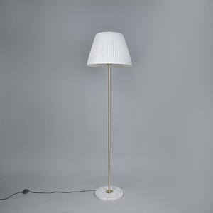 Retro stojací lampa mosaz s skládaným odstínem krémová 45 cm - Kaso