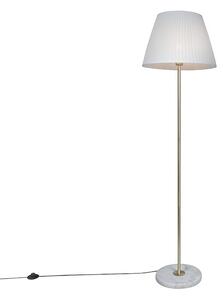 Retro stojací lampa mosaz s skládaným odstínem krémová 45 cm - Kaso