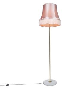 Retro stojací lampa mosaz s odstínem Granny růžová 45 cm - Kaso