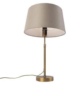 Bronzová stolní lampa s plátěným odstínem taupe 35cm - Parte