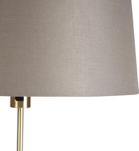 Stojací lampa zlatá / mosazná s odstínem lnu taupe 45 cm - Parte