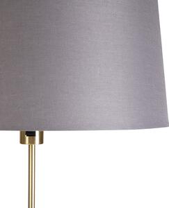 Stojací lampa zlatá / mosaz s odstínem lnu šedý 45 cm - Parte