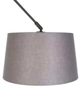 Závěsná lampa s plátěným odstínem tmavě šedá 35 cm - Blitz I černá