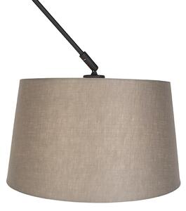 Závěsná lampa s plátěným stínidlem taupe 35 cm - Blitz I černá
