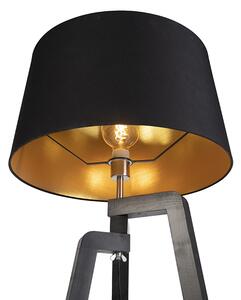 Stativ stojací lampy s bavlněným odstínem černý se zlatem 50 cm - Puros