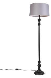 Stojací lampa černá s odstínem lnu šedý 45 cm - Classico