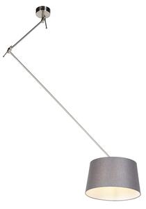 Závěsná lampa s plátěným odstínem tmavě šedá 35 cm - ocel Blitz I