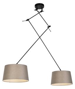 Závěsná lampa s plátěnými odstíny taupe 35 cm - Blitz II černá