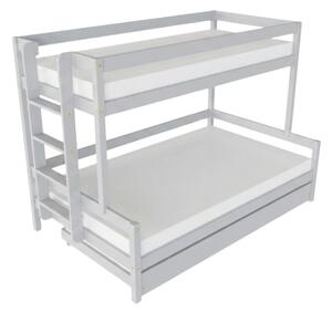 Patrová postel LUCKY s bočním žebříkem 90x200, 120x200 cm - Světle šedá, Zvolte šuplík: Přistýlka 90x190 cm, Zvolte stranu: Vlevo