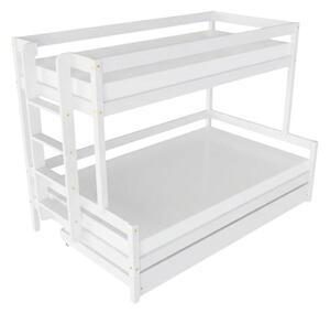 Patrová postel LUCKY s bočním žebříkem 90x200, 120x200 cm - Bílá, Zvolte šuplík: Přistýlka 90x190 cm, Zvolte stranu: Vlevo