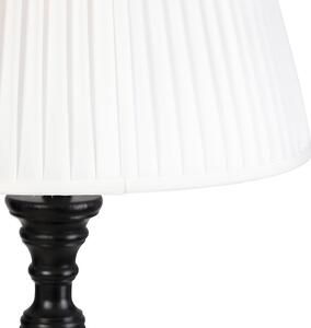 Stojací lampa černá s skládaným odstínem bílá 45 cm - Classico