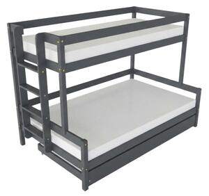 Patrová postel LUCKY s bočním žebříkem 90x200, 120x200 cm - Tmavě šedá, Zvolte šuplík: Přistýlka 90x190 cm, Zvolte stranu: Vlevo